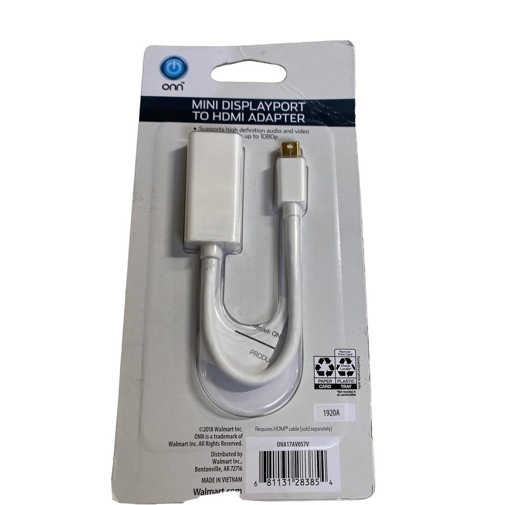 ONN Mini Displayport to HDMI Adapter *Brand New* WHITE